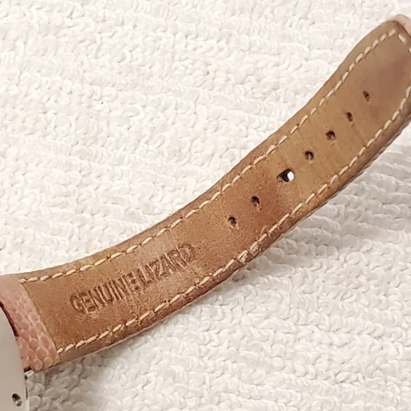 Croton Diamonds Bezel Women's Watch Pink Genuine Strap Mother Pearl Dial Vintage - Picture 6 of 12